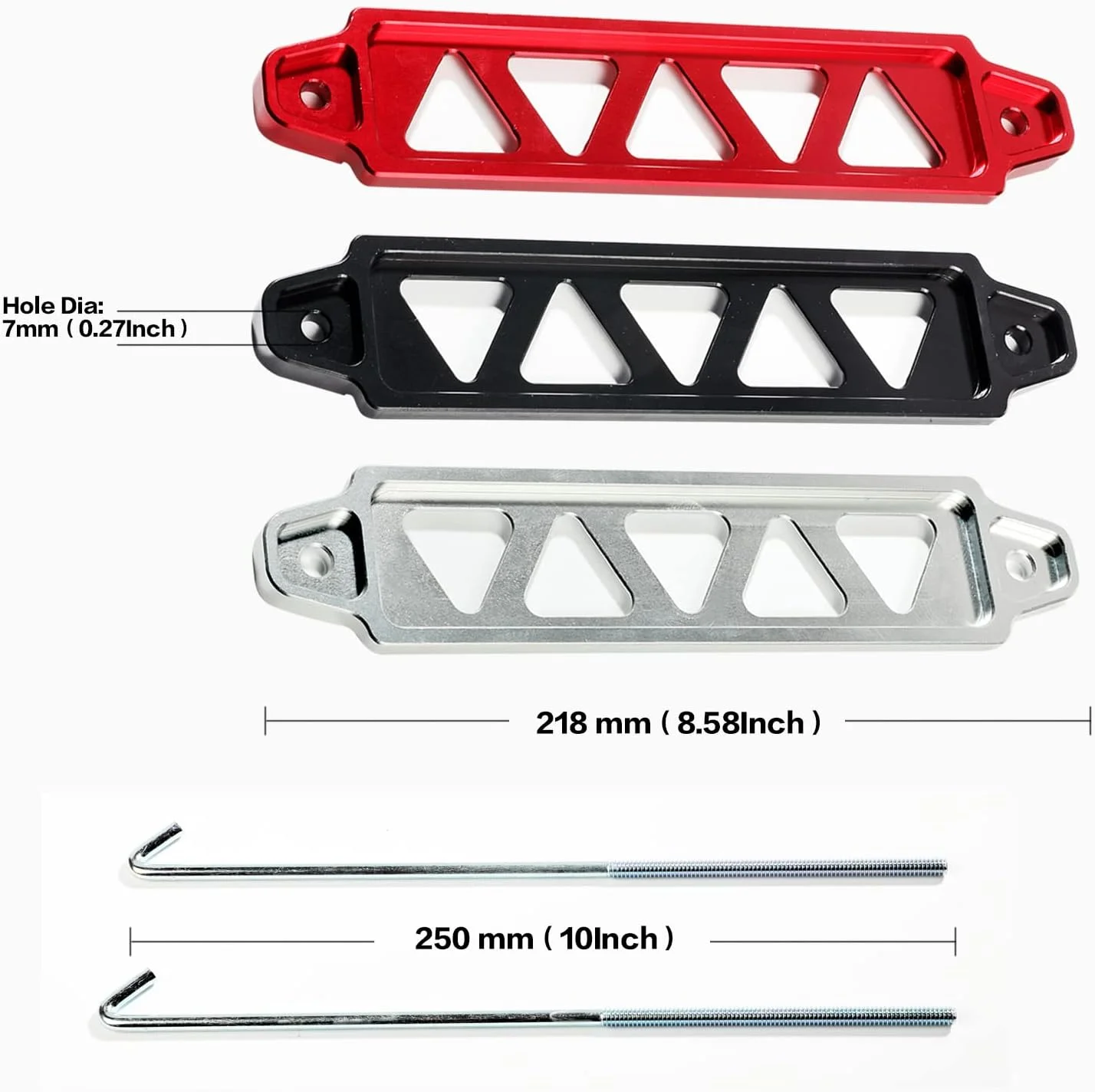 نگهدارنده باتری، کیت نگهدارنده باتری خودرو با پیچ های J ده اینچی، بست نگهدارنده باتری آلیاژ آلومینیوم، سینی باتری برای لوازم جانبی قفل نگهدارنده باتری خودرو (نقره ای)