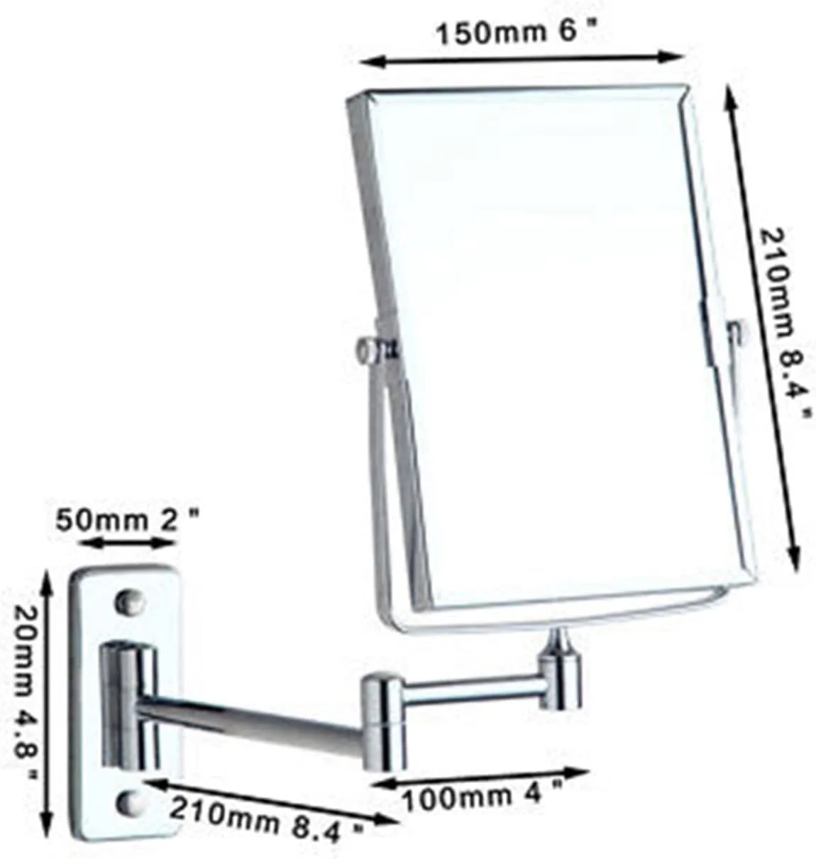 آینه آرایشی تاشو و قابل گسترش VETCS، مناسب حمام، با قابلیت بزرگنمایی و نصب دیواری آینه آرایشی تاشو و قابل گسترش VETCS، مناسب حمام، با قابلیت بزرگنمایی و نصب دیواری