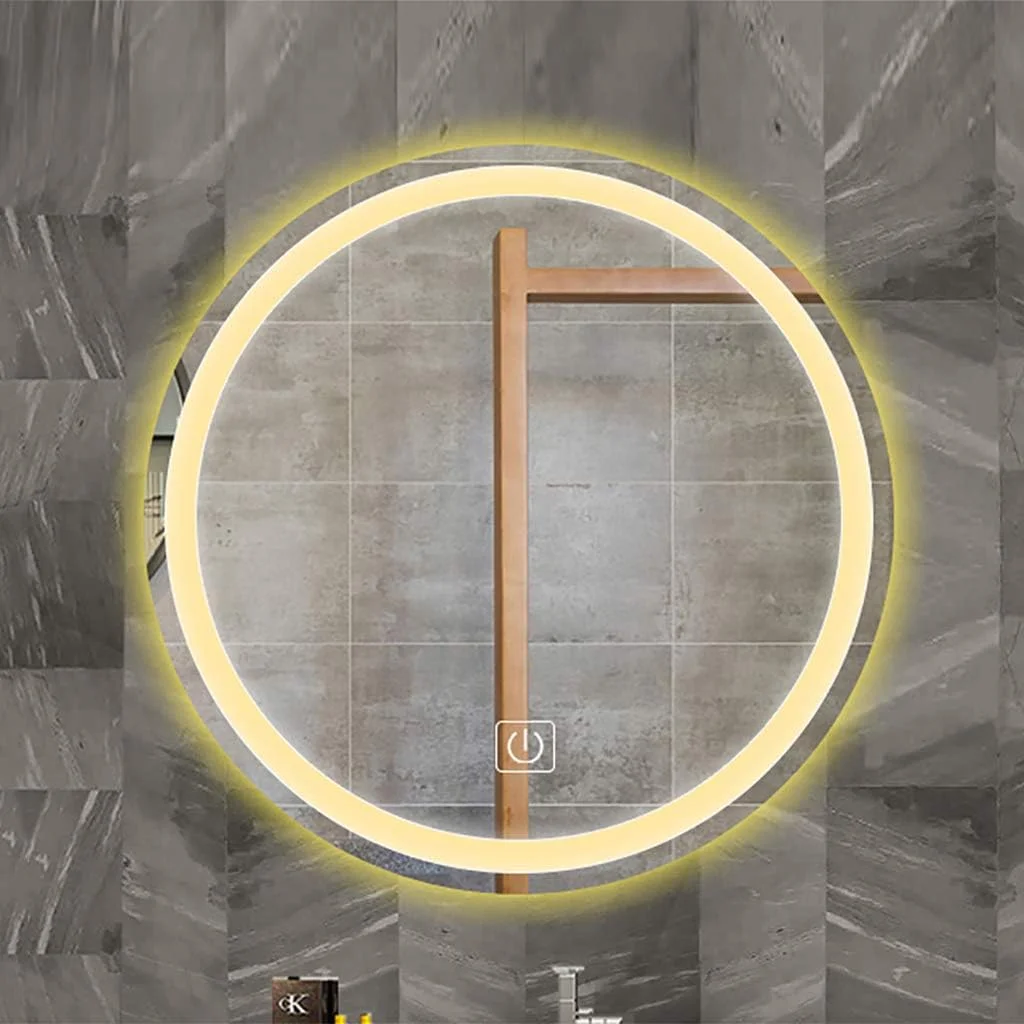 آینه دیواری VejiA برای حمام، آینه گرد ضد آب LED دار برای آرایش با کنترل لمسی نور سفید/نور گرم - 50 سانتی متر، 60 سانتی متر، 70 سانتی متر، 80 سانتی متر