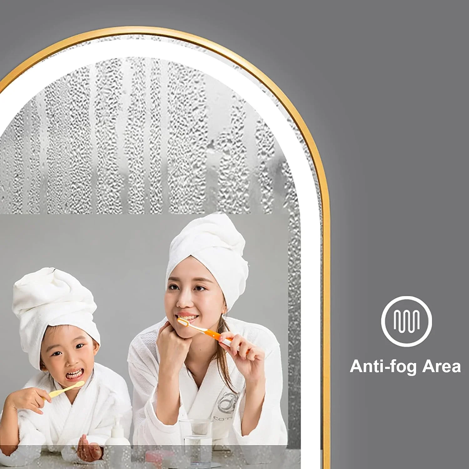 آینه دیواری VejiA برای حمام، آینه حمام بیضی شکل LED با نور پس زمینه 500X800 میلی متر با کنترل لمسی سنسور، عملکرد کم نور 3 رنگ، آینه آرایش روشویی دیواری با تمام آلومینیوم