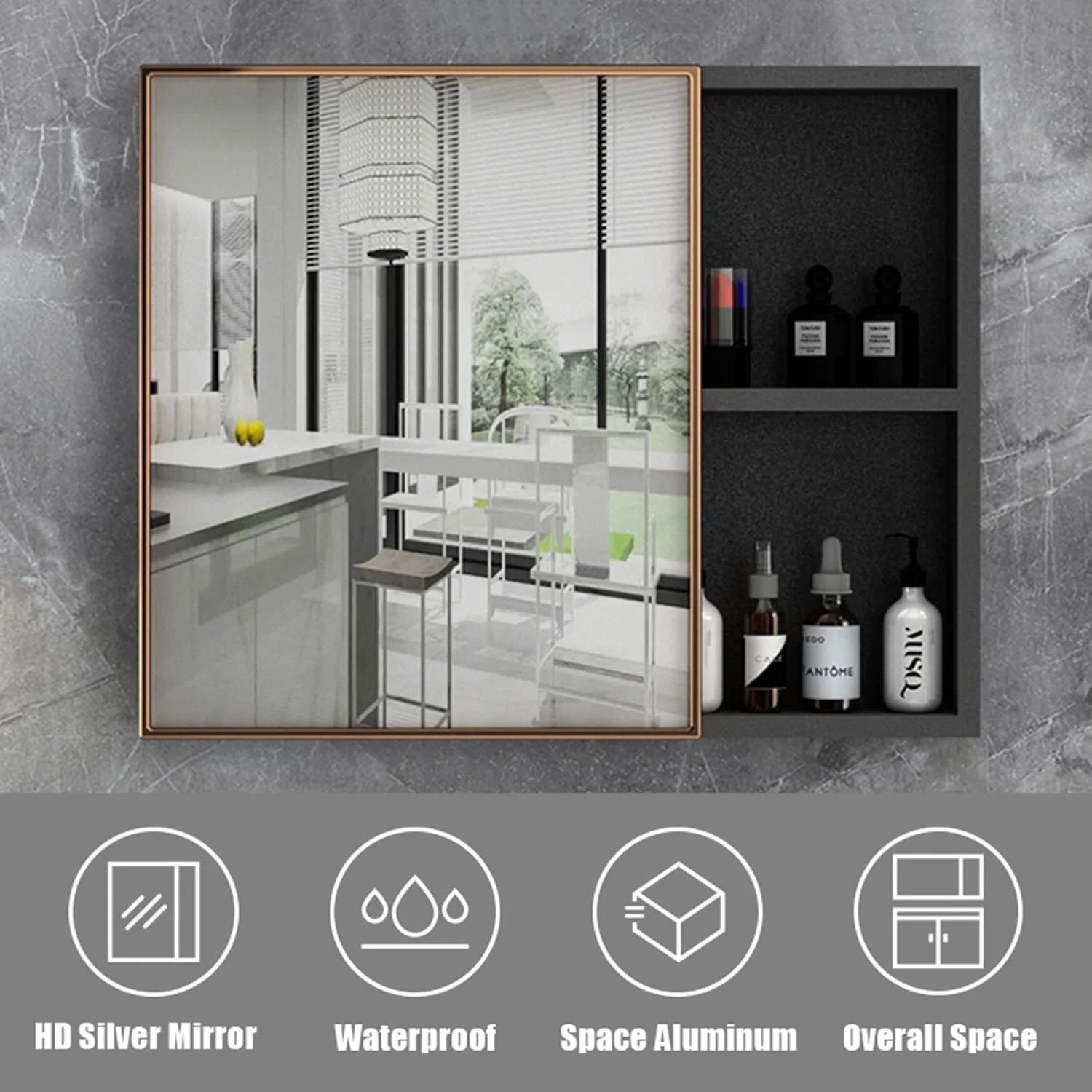 کابینت آینه ای حمام VejiA، دو طبقه، نصب دیواری، قفسه آلومینیومی فضایی، آینه آویز، جعبه آینه توالت، آینه دیواری حمام کابینت آینه ای حمام VejiA، دو طبقه، نصب دیواری، قفسه آلومینیومی فضایی، آینه آویز، جعبه آینه توالت، آینه دیواری حمام