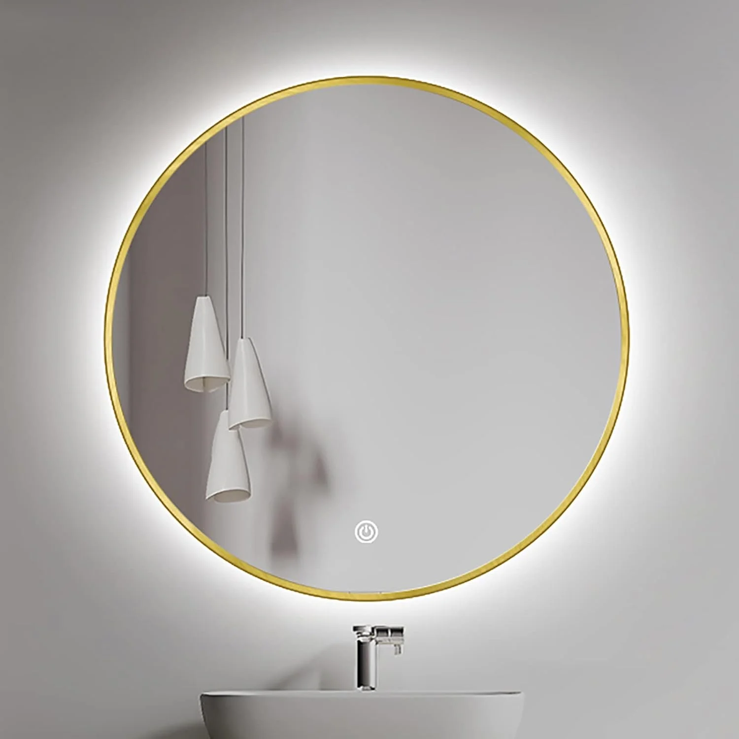 آینه دیواری VejiA برای حمام، آینه گرد حمام با نور LED قابل تنظیم و قاب آلیاژ آلومینیوم، آینه آرایش دیواری، آینه اصلاح، اندازه: Φ60/70/80 سانتی متر آینه دیواری VejiA برای حمام، آینه گرد حمام با نور LED قابل تنظیم و قاب آلیاژ آلومینیوم، آینه آرایش دیواری، آینه اصلاح، اندازه: Φ60/70/80 سانتی متر