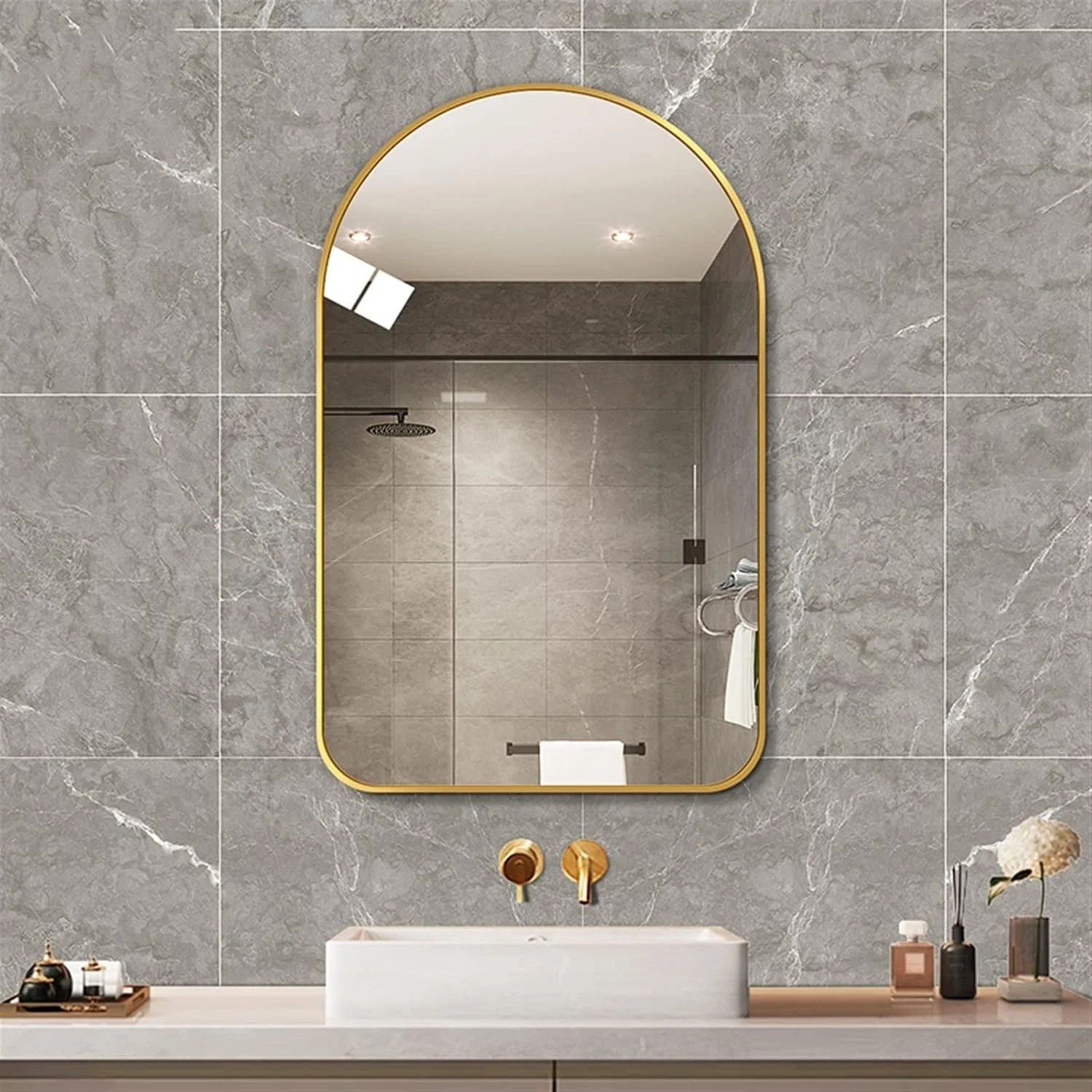 آینه روشویی UOKUGZ آینه حمام شیشه ایمن آینه حمام دیواری فلزی نامنظم آینه روشویی UOKUGZ آینه حمام شیشه ایمن آینه حمام دیواری فلزی نامنظم