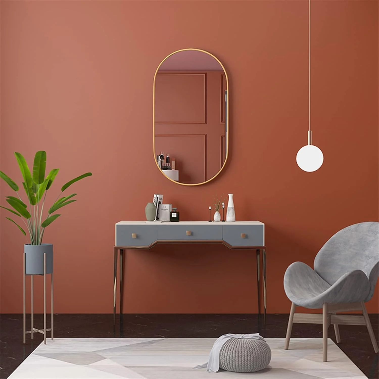 آینه روشویی UGFVGYTG، آینه حمام، آینه بیضی بزرگنمایی، آینه آرایش، مناسب برای بهبود دکوراسیون منزل