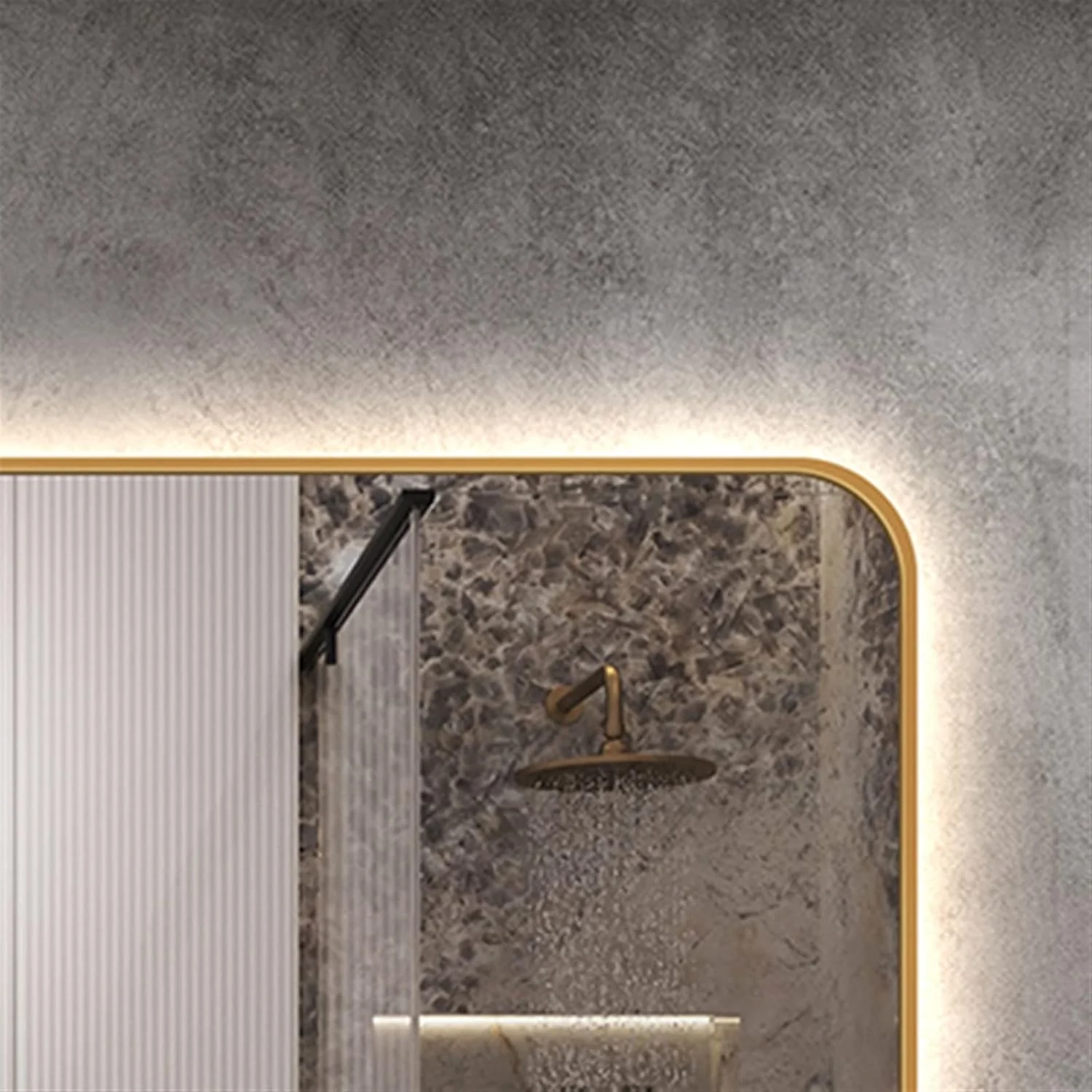 آینه روشویی UGFVGYTG، آینه دیواری هوشمند مستطیلی با نور لمسی، لوازم سفارشی حمام (طلایی) آینه روشویی UGFVGYTG، آینه دیواری هوشمند مستطیلی با نور لمسی، لوازم سفارشی حمام (طلایی)