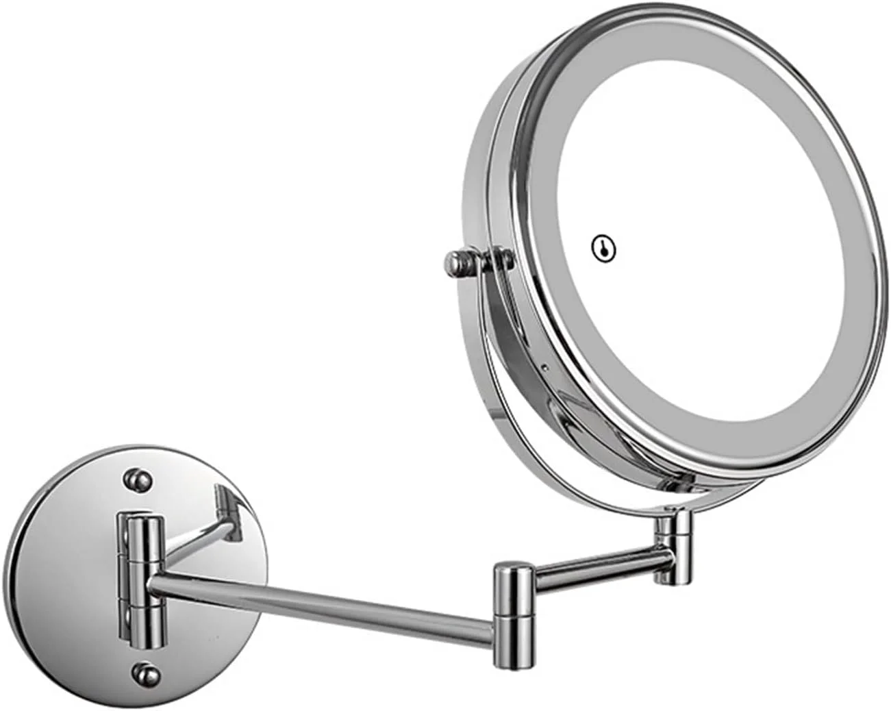 آینه روشویی UGFVGYTG، آینه تاشو بازویی، دو طرفه با نور LED قابل تنظیم و لمسی، آینه آرایشی دیواری با بزرگنمایی آینه روشویی UGFVGYTG، آینه تاشو بازویی، دو طرفه با نور LED قابل تنظیم و لمسی، آینه آرایشی دیواری با بزرگنمایی