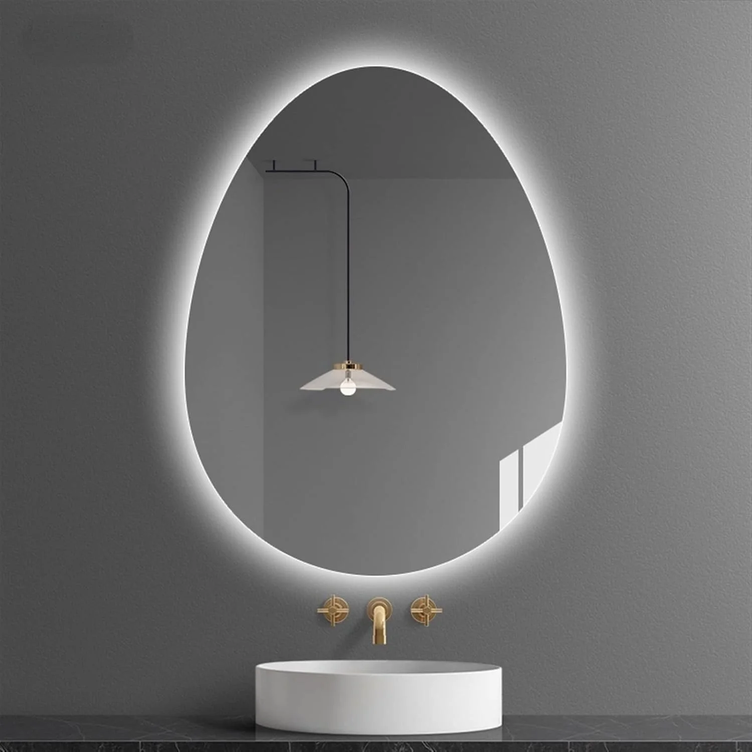 آینه روشویی نامنظم هوشمند UGFVGYTG، آینه حمام با نور، مناسب اصلاح مو، آینه دوش حمام، آینه دیواری Spiegel، لوازم جانبی