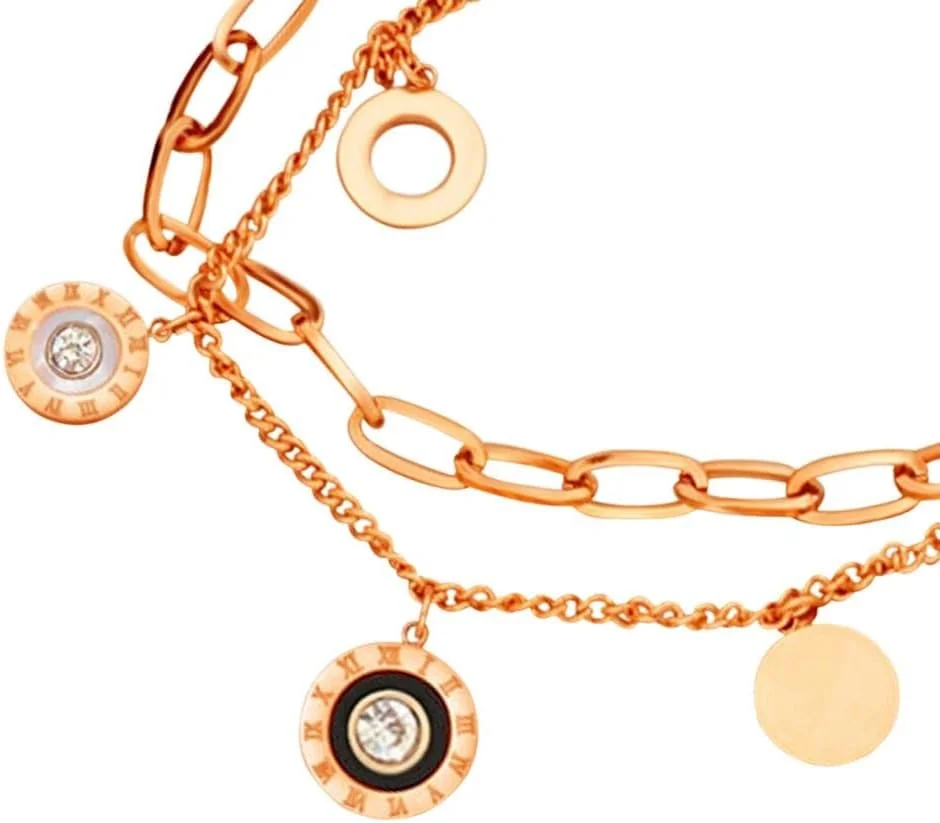 دستبند آلیسا با آویز دیسکی و زنجیر بزرگ زنانه، قفل خرچنگی، حلقه قابل تنظیم، مهره های زنجیری، زیورآلات مد روز دخترانه (رزگلد) دستبند آلیسا با آویز دیسکی و زنجیر بزرگ زنانه، قفل خرچنگی، حلقه قابل تنظیم، مهره های زنجیری، زیورآلات مد روز دخترانه (رزگلد)