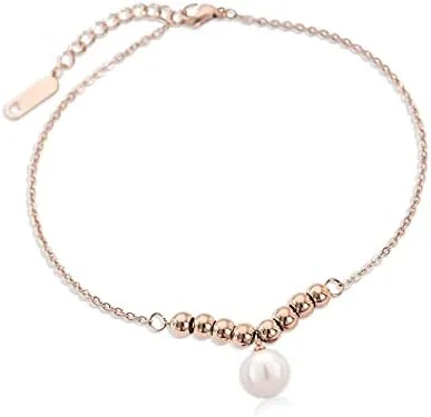 دستبند زنانه شیک آلیسا با مهره های خاص و آویز مروارید، قفل خرچنگی، حلقه قفل قابل تنظیم، زنجیر مهره ای، اکسسوری جواهرات مد روز دخترانه (رزگلد) دستبند زنانه شیک آلیسا با مهره های خاص و آویز مروارید، قفل خرچنگی، حلقه قفل قابل تنظیم، زنجیر مهره ای، اکسسوری جواهرات مد روز دخترانه (رزگلد)