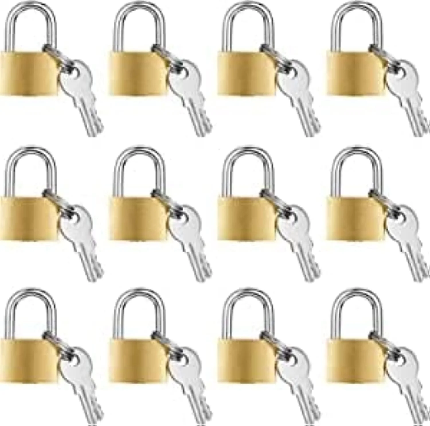 قفل کوچک AQSON، قفل برنجی جامد با 2 کلید برای قفل چمدان، کوله پشتی، قفل کمد باشگاه، قفل چمدان، بازی تطبیق کلاس و موارد دیگر (12 عدد)