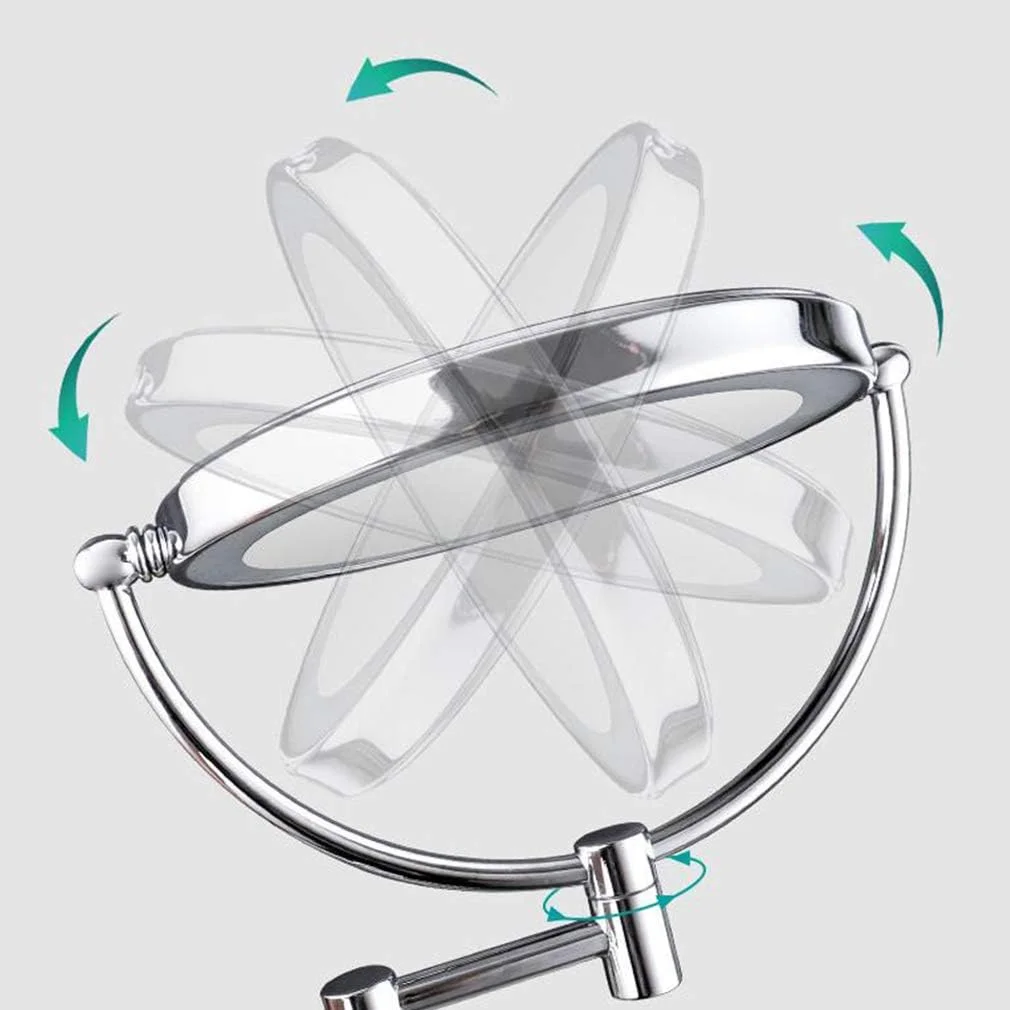 آینه آرایشی LED، آینه زیبایی دو طرفه دیواری با بزرگنمایی 3 برابر، آینه حمام قابل گسترش با چرخش 360 درجه، آینه آرایشی اتصال سیمی، رزگلد (رنگ: Nero)