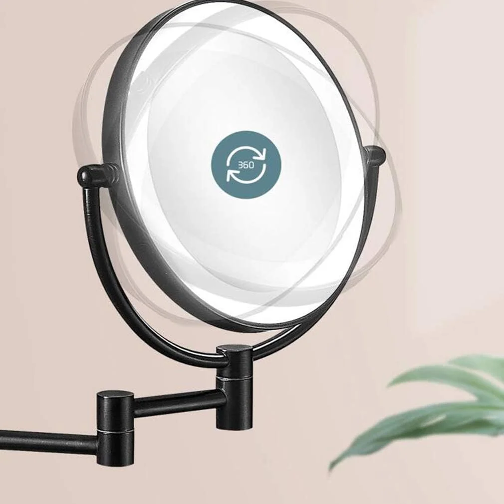 آینه آرایشی LED، آینه زیبایی دو طرفه دیواری با بزرگنمایی 3 برابر، آینه حمام قابل گسترش با چرخش 360 درجه، آینه آرایشی سیمی، نقره ای (رنگ: Nero) (Ner