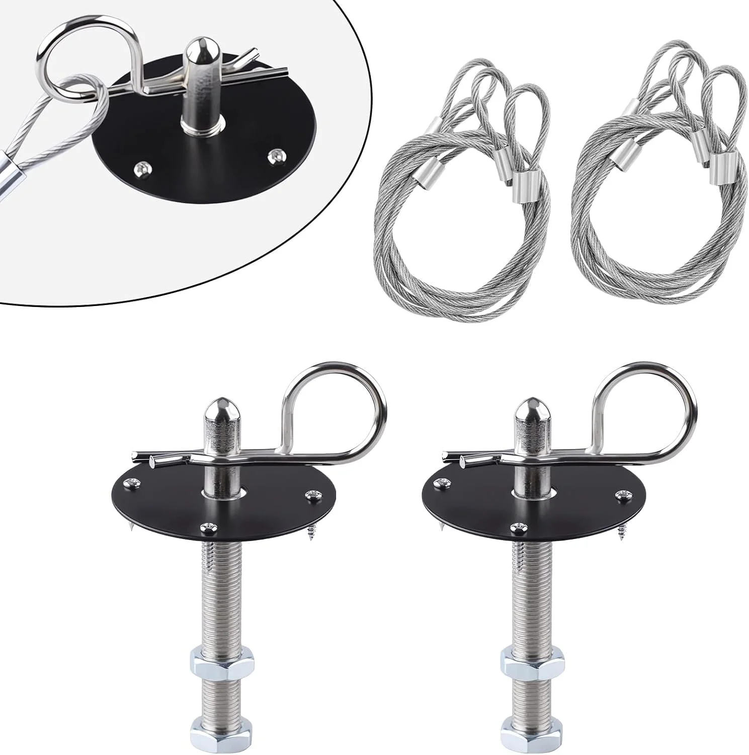 کیت پین کاپوت ABOCIDEGE برای خودرو، کیت گیره قفل صفحه پین کاپوت استیل ضد زنگ برای خودروهای اصلاح شده، کیت گیره قفل کاپوت موتور جهانی، لوازم جانبی خودرو (مشکی)