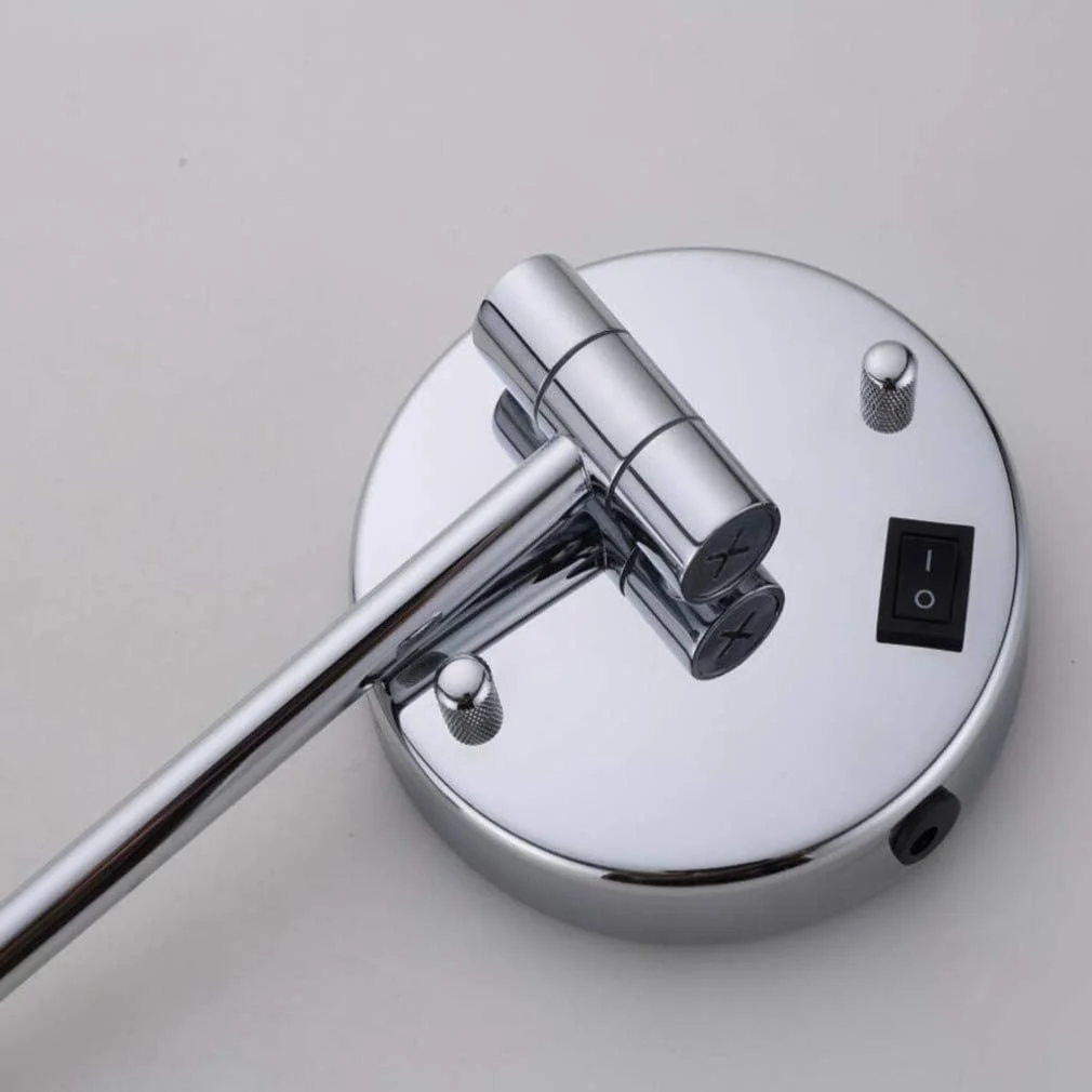 آینه آرایشی LED، آینه زیبایی دو طرفه دیواری با بزرگنمایی، آینه حمام با چرخش 360 درجه، آینه آرایشی قابل گسترش مشکی - 3 برابر