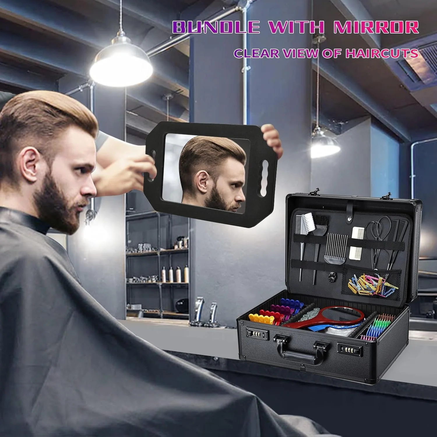 کیف لوازم آرایشگری، کیف ابزار حرفه ای آرایشگران، کیف آرایشگری برای ماشین اصلاح و لوازم، سازمان دهنده قیچی، ماشین اصلاح و تریمر مو، چمدان آرایشگری با قفل رمزدار (مشکی مات) کیف لوازم آرایشگری، کیف ابزار حرفه ای آرایشگران، کیف آرایشگری برای ماشین اصلاح و لوازم، سازمان دهنده قیچی، ماشین اصلاح و تریمر مو، چمدان آرایشگری با قفل رمزدار (مشکی مات)