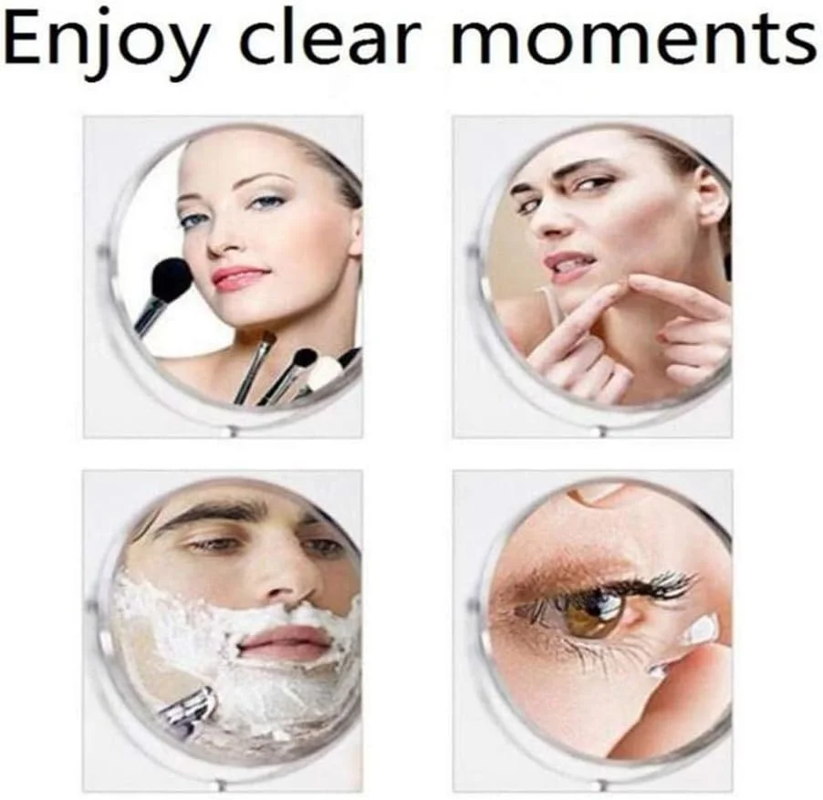 آینه آرایشی، آینه زیبایی دو طرفه دیواری با بزرگنمایی 3 برابری، آینه آرایشی با قابلیت چرخش 360 درجه، آینه حمام تلسکوپی، نقره ای (نقره ای 8 اینچ)