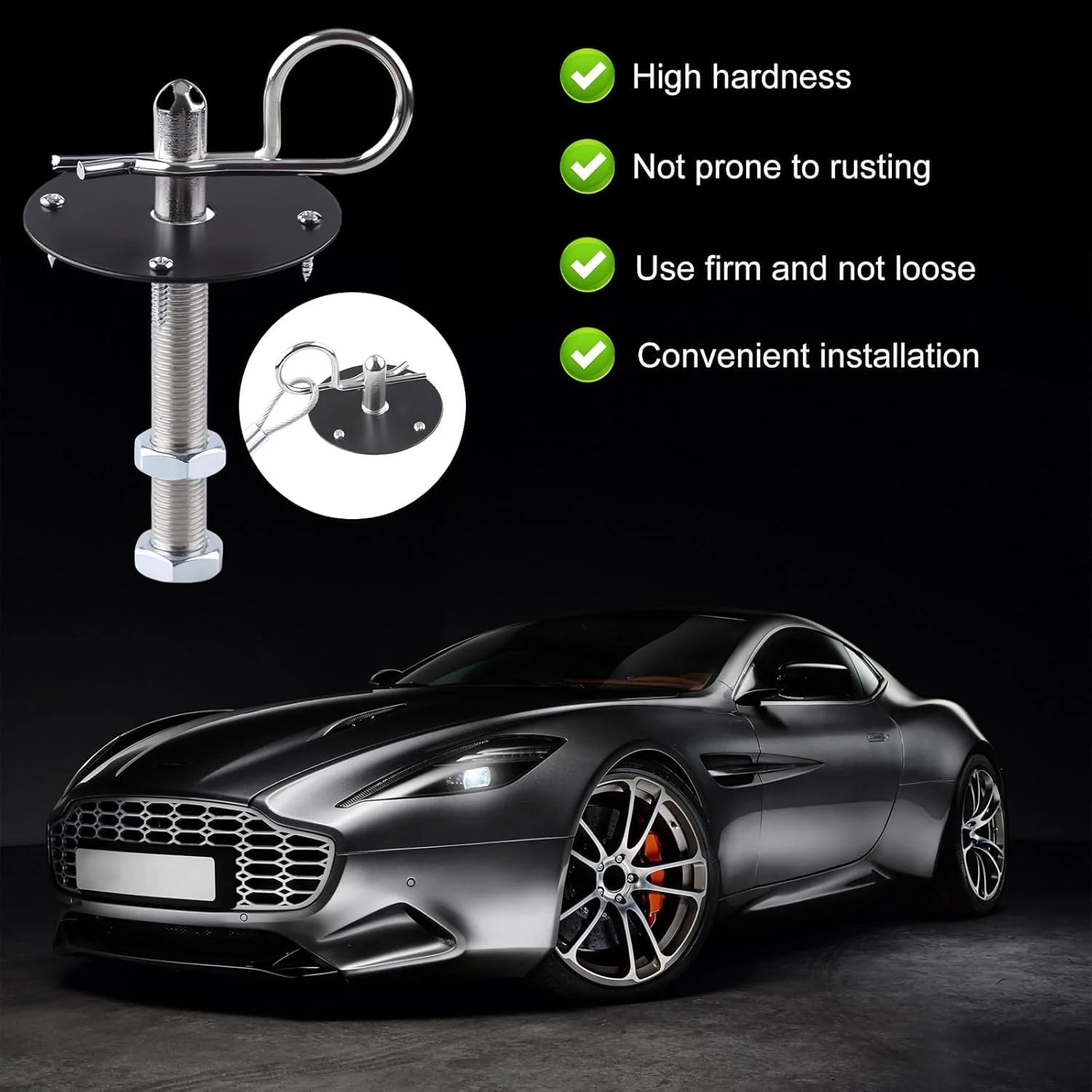 کیت پین کاپوت ABOCIDEGE برای خودرو، کیت گیره قفل صفحه پین کاپوت استیل ضد زنگ برای خودروهای اصلاح شده، کیت گیره قفل کاپوت موتور جهانی، لوازم جانبی خودرو (مشکی)