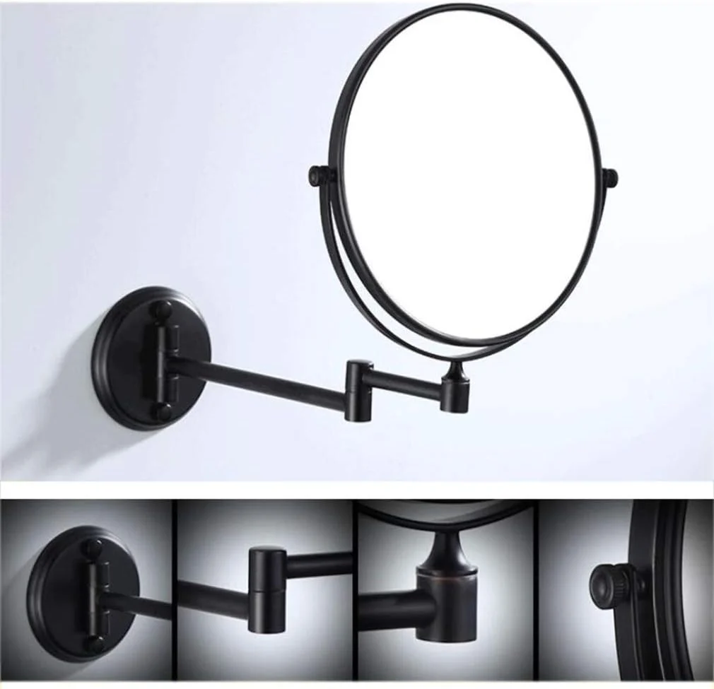 آینه آرایشی دیواری، آینه زیبایی دو طرفه با بزرگنمایی 3 برابر، آینه حمام با چرخش 360 درجه، آینه آرایشی قابل افزایش، مسی عتیقه (رنگ: Nero، اندازه: 6 اینچ) (Nero 6