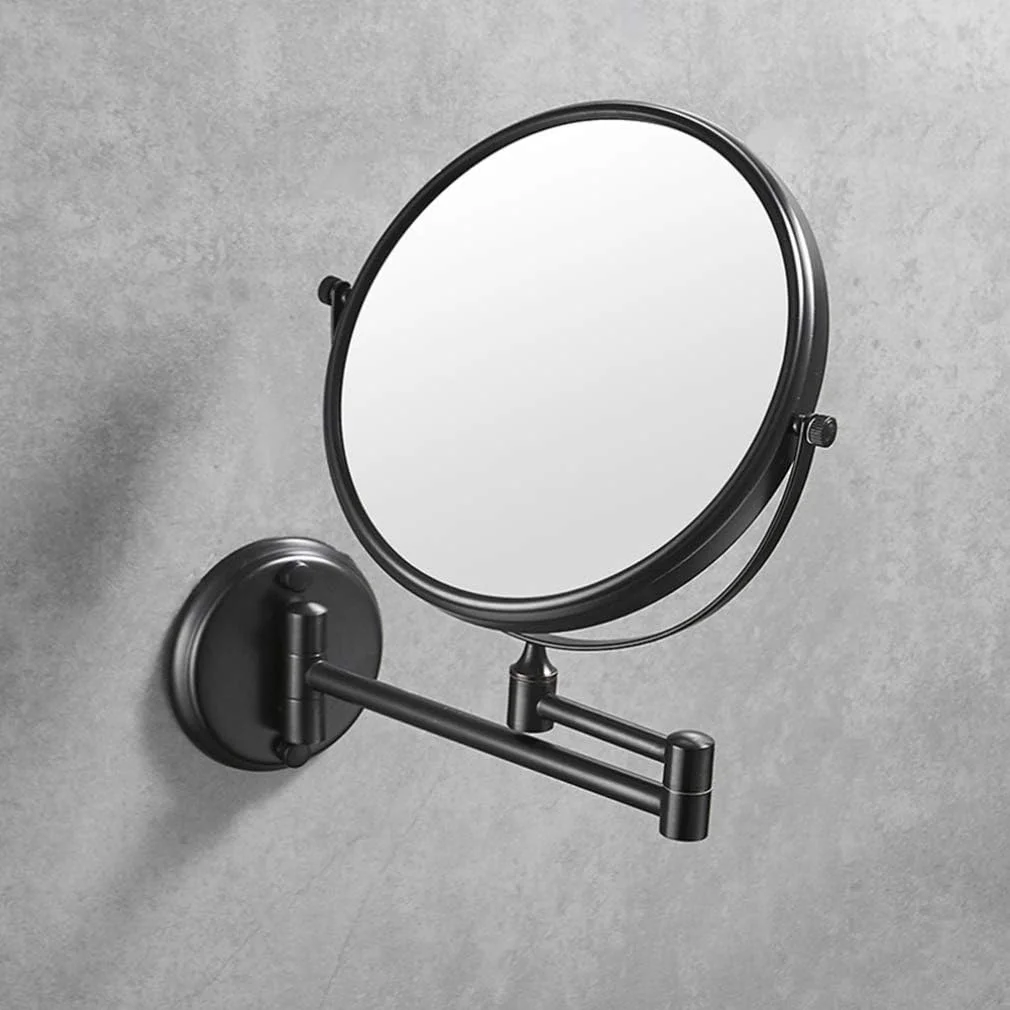 آینه آرایشی، آینه دو طرفه دیواری با بزرگنمایی 3 برابر، آینه حمام با چرخش 360 درجه، آینه آرایشی قابل گسترش، آینه مشکی (نرو 8 اینچ)