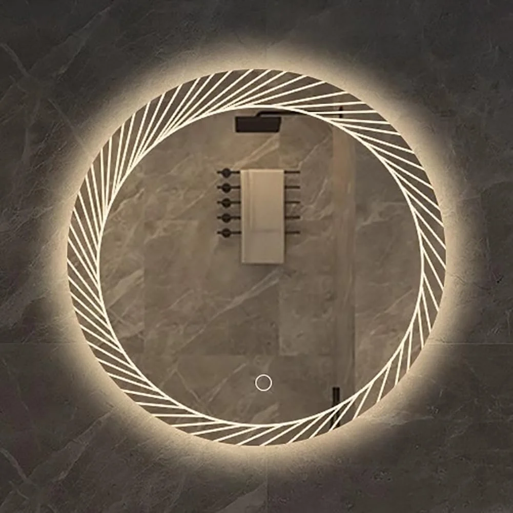 آینه روشویی مدرن و شیک TT-YEF با نورپردازی، آینه حمام با قابلیت تنظیم نور/حسگر بدن انسان، آینه آرایشی گرد بزرگ ضد مه، نور LED سه رنگ قابل تنظیم، کنترل لمسی دوگانه، 40×40 سانتی متر آینه روشویی مدرن و شیک TT-YEF با نورپردازی، آینه حمام با قابلیت تنظیم نور/حسگر بدن انسان، آینه آرایشی گرد بزرگ ضد مه، نور LED سه رنگ قابل تنظیم، کنترل لمسی دوگانه، 40×40 سانتی متر