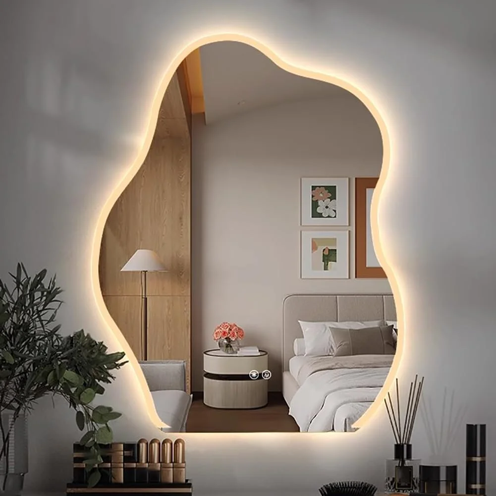 آینه حمام LED ابری TT-YEF، آینه روشویی دیواری با نور پس زمینه/نور جلو، لمسی دوگانه 3 رنگ دیمر شونده، آینه آرایشی تزئینی ضد مه، شیشه سکوریت، A50×70cm آینه حمام LED ابری TT-YEF، آینه روشویی دیواری با نور پس زمینه/نور جلو، لمسی دوگانه 3 رنگ دیمر شونده، آینه آرایشی تزئینی ضد مه، شیشه سکوریت، A50×70cm