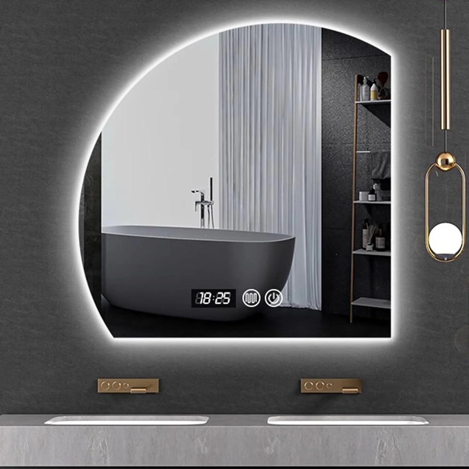 آینه آرایشی نیم دایره ای حمام با نور سه رنگ، آینه حمام ضد بخار گرم شونده، آینه دیواری مدرن حمام، سوئیچ لمسی، ضد انفجار مناسب برای دکوراسیون منزل (نور سفید، 90 سانتی متر) آینه آرایشی نیم دایره ای حمام با نور سه رنگ، آینه حمام ضد بخار گرم شونده، آینه دیواری مدرن حمام، سوئیچ لمسی، ضد انفجار مناسب برای دکوراسیون منزل (نور سفید، 90 سانتی متر)