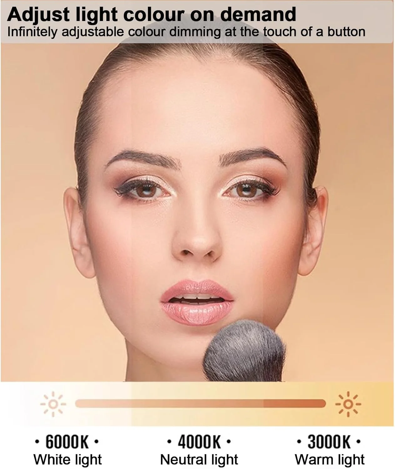 آینه آرایشی نیم دایره ای حمام با نور سه رنگ، آینه حمام ضد بخار گرم شونده، آینه دیواری مدرن حمام، سوئیچ لمسی، ضد انفجار مناسب برای دکوراسیون منزل (نور سفید، 90 سانتی متر)