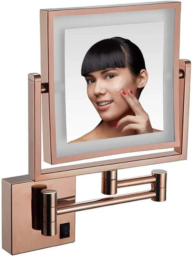 آینه آرایشی دیواری LED مدل TISTIK، آینه اصلاح 8 اینچی حمام، آینه رومیزی مربعی نصب شده روی دیوار، چرخان با بزرگنمایی 3 برابر دو طرفه، رزگلد با دوشاخه آینه آرایشی دیواری LED مدل TISTIK، آینه اصلاح 8 اینچی حمام، آینه رومیزی مربعی نصب شده روی دیوار، چرخان با بزرگنمایی 3 برابر دو طرفه، رزگلد با دوشاخه