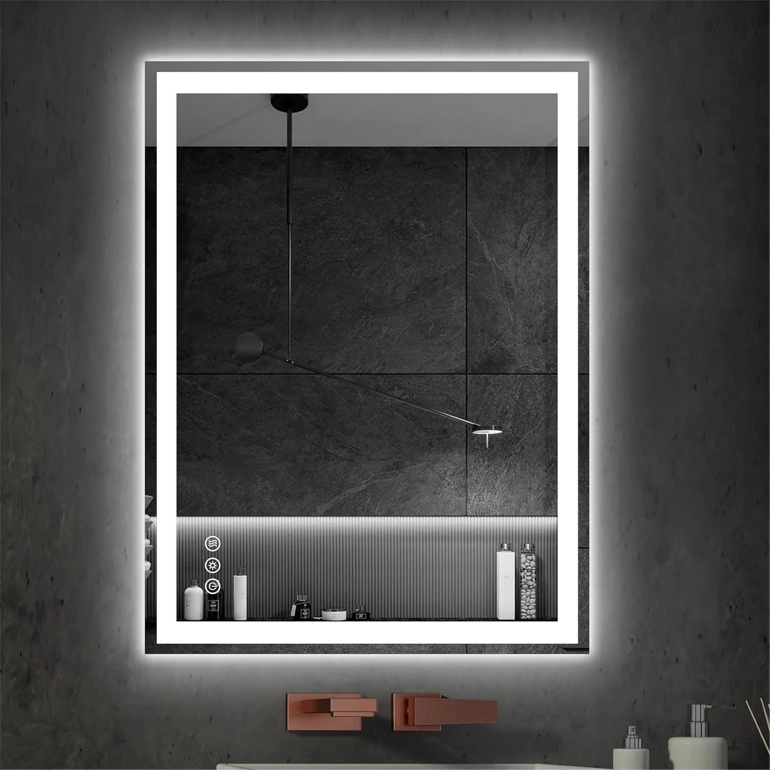 آینه حمام LED THNIKRE با نور پس زمینه و نور جلو، 91x61 سانتی متر، ضد بخار، عملکرد حافظه، رنگ و روشنایی قابل تنظیم، CRI90+، IP54 ضد آب، افقی/عمودی، نصب دیواری آینه حمام LED THNIKRE با نور پس زمینه و نور جلو، 91x61 سانتی متر، ضد بخار، عملکرد حافظه، رنگ و روشنایی قابل تنظیم، CRI90+، IP54 ضد آب، افقی/عمودی، نصب دیواری