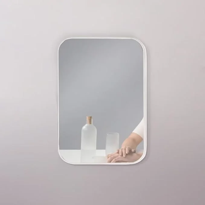 آینه آرایشی رومیزی 8 اینچی تزویق، آینه مسافرتی قابل حمل آسان با پایه (سفید)