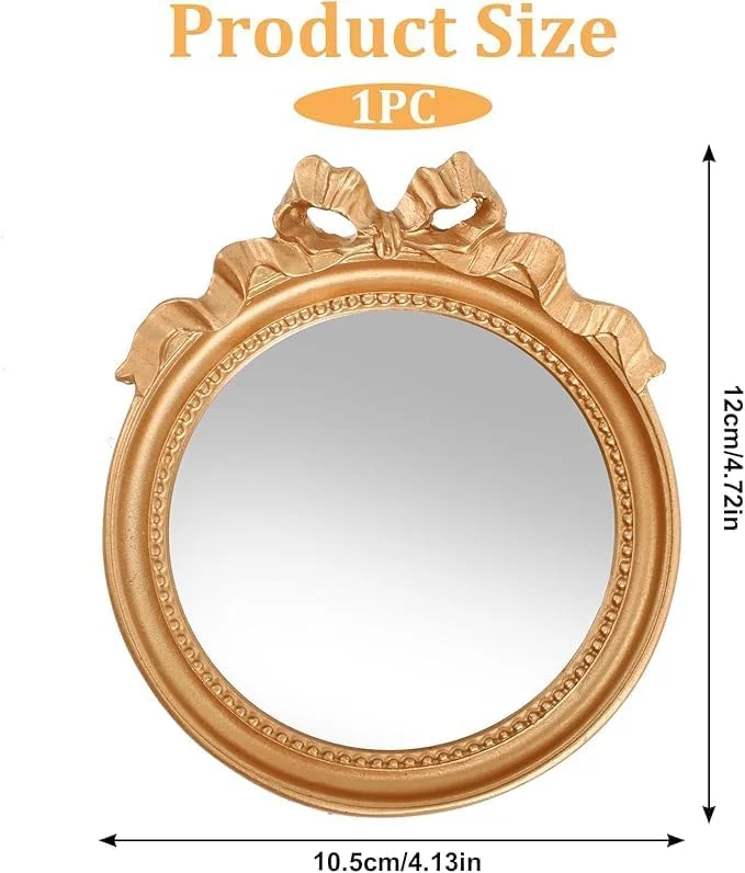آینه دیواری کوچک تزویق، آینه آرایشی طلایی طرح قدیمی 4.2 اینچی، آینه قاب رزینی طرح قدیمی، آینه آویز تزئینی (طلایی) آینه دیواری کوچک تزویق، آینه آرایشی طلایی طرح قدیمی 4.2 اینچی، آینه قاب رزینی طرح قدیمی، آینه آویز تزئینی (طلایی)