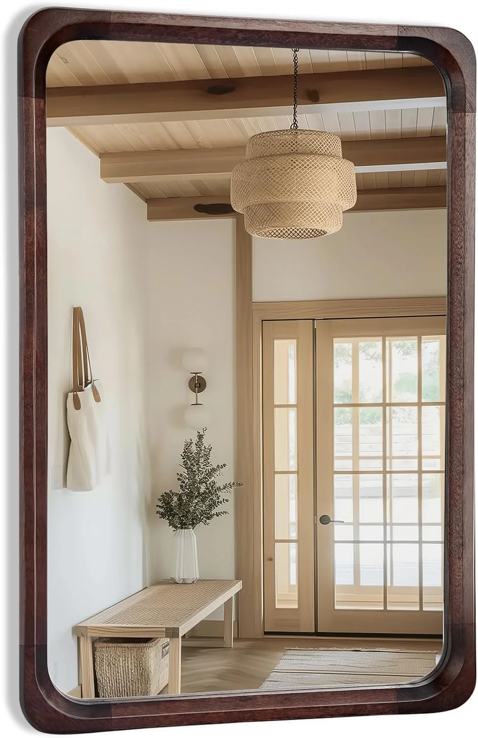 آینه چوبی حمام Tanmicoshomy، 50 در 76 سانتی متر، آینه مستطیلی با قاب چوبی جامد و شیشه حرارت دیده برای اتاق نشیمن، اتاق خواب، دفتر کار یا ورودی (قهوه ای تیره) آینه چوبی حمام Tanmicoshomy، 50 در 76 سانتی متر، آینه مستطیلی با قاب چوبی جامد و شیشه حرارت دیده برای اتاق نشیمن، اتاق خواب، دفتر کار یا ورودی (قهوه ای تیره)
