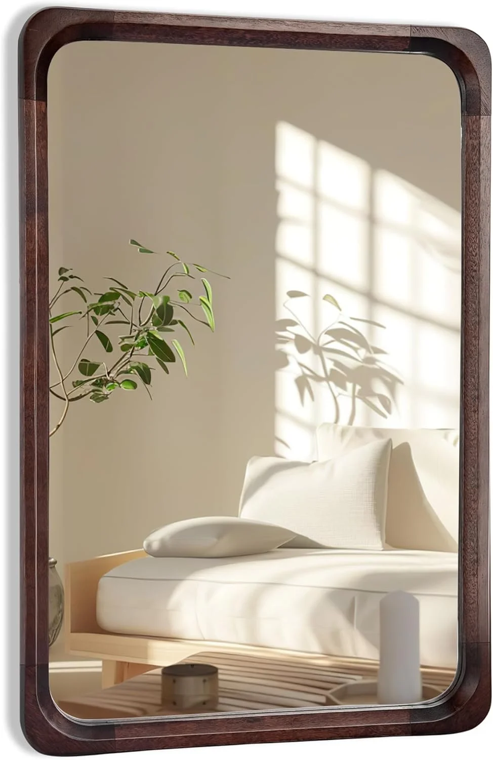 آینه چوبی حمام Tanmicoshomy، ابعاد 60 در 90 سانتی متر، آینه مستطیلی با قاب چوبی جامد و شیشه حرارت دیده برای اتاق نشیمن، اتاق خواب، دفتر کار یا ورودی (قهوه ای تیره) آینه چوبی حمام Tanmicoshomy، ابعاد 60 در 90 سانتی متر، آینه مستطیلی با قاب چوبی جامد و شیشه حرارت دیده برای اتاق نشیمن، اتاق خواب، دفتر کار یا ورودی (قهوه ای تیره)