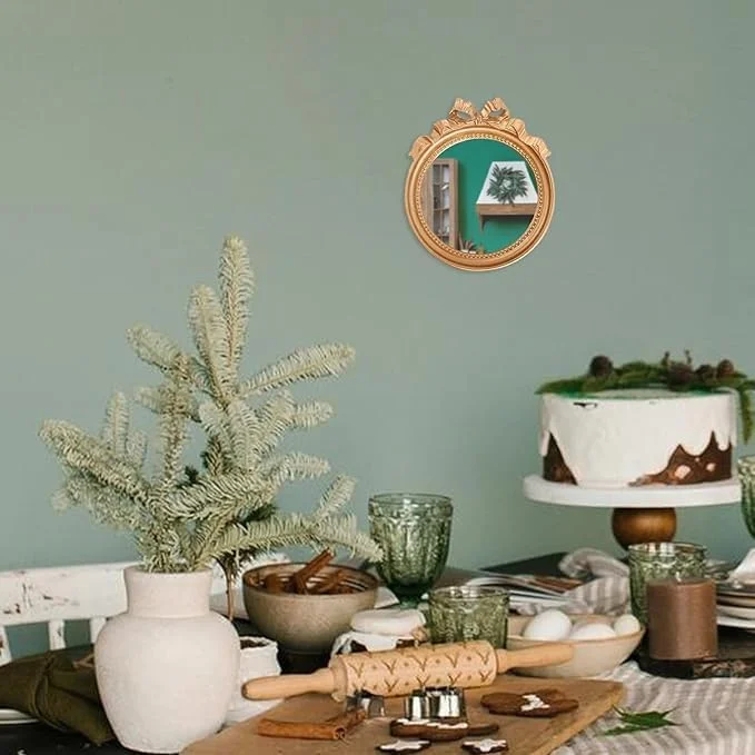 آینه دیواری کوچک تزویق، آینه آرایشی طلایی طرح قدیمی 4.2 اینچی، آینه قاب رزینی طرح قدیمی، آینه آویز تزئینی (طلایی) آینه دیواری کوچک تزویق، آینه آرایشی طلایی طرح قدیمی 4.2 اینچی، آینه قاب رزینی طرح قدیمی، آینه آویز تزئینی (طلایی)