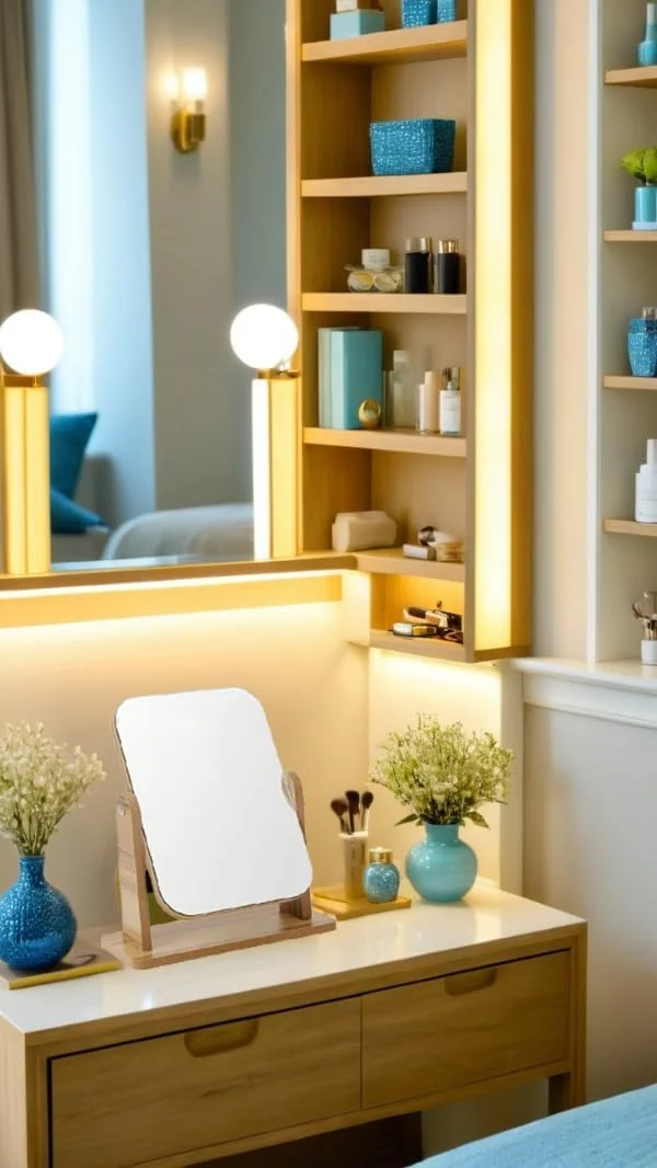 آینه آرایشی چوبی طبیعی Sweet Seven - چرخش 360 درجه یک طرفه، آینه رومیزی قابل حمل با کیفیت بالا - مربع 6.7 اینچی