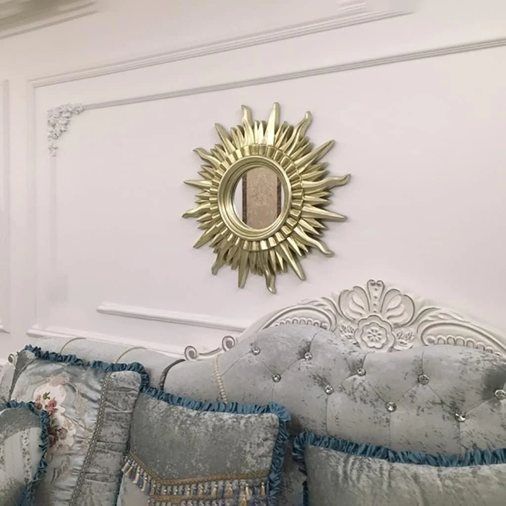 آینه خورشیدی دکور دیواری گرد، آینه تزئینی دیواری، آینه حمام، آینه آرایش، آینه روشویی اتاق خواب، آینه دکوری ورودی با قاب طلایی عتیقه و تزئین شده آینه خورشیدی دکور دیواری گرد، آینه تزئینی دیواری، آینه حمام، آینه آرایش، آینه روشویی اتاق خواب، آینه دکوری ورودی با قاب طلایی عتیقه و تزئین شده