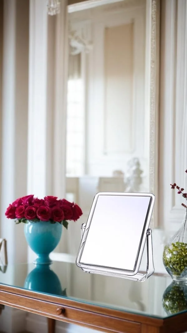 آینه آرایشی دو طرفه چرخان 360 درجه Sweet seven با پایه تاشو - آینه رومیزی و تمام قد برای حمام و اتاق خواب آینه آرایشی دو طرفه چرخان 360 درجه Sweet seven با پایه تاشو - آینه رومیزی و تمام قد برای حمام و اتاق خواب