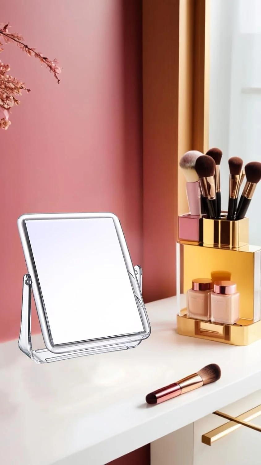 آینه آرایشی دو طرفه چرخان 360 درجه Sweet seven با پایه تاشو - آینه رومیزی و تمام قد برای حمام و اتاق خواب آینه آرایشی دو طرفه چرخان 360 درجه Sweet seven با پایه تاشو - آینه رومیزی و تمام قد برای حمام و اتاق خواب