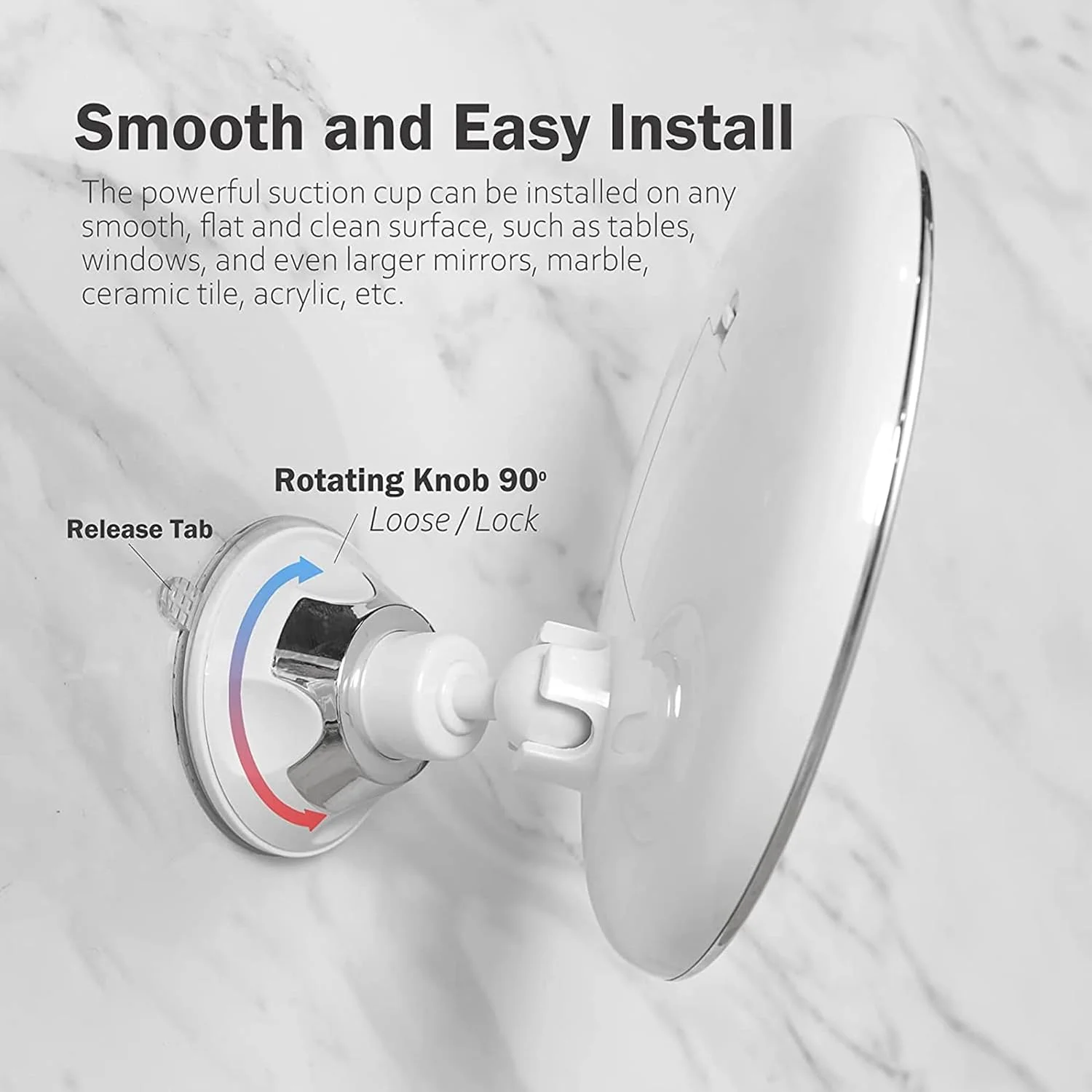 آینه بزرگنمایی نوردار سولفار | آینه آرایشی با بزرگنمایی 10 برابر و مکنده | 3 حالت نور و مفصل گردان 360 درجه | آینه نوردار برای حمام، مسافرت و استفاده آرایشی | نصب آسان