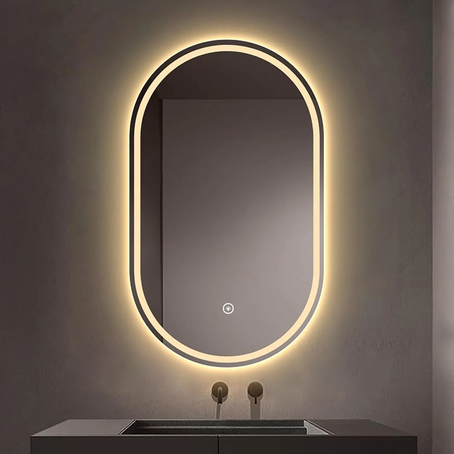 آینه دیواری با نور قابل تنظیم، آینه بیضی شکل حمام با چراغ، آینه روشویی حمام، ضد خرد شدن، 3 رنگ قابل تنظیم، آینه حمام با نور کنترل لمسی (رنگ: Wh) آینه دیواری با نور قابل تنظیم، آینه بیضی شکل حمام با چراغ، آینه روشویی حمام، ضد خرد شدن، 3 رنگ قابل تنظیم، آینه حمام با نور کنترل لمسی (رنگ: Wh)