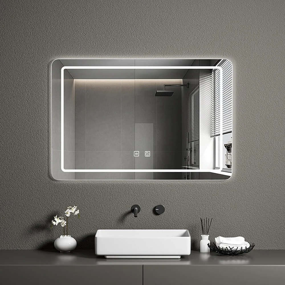 آینه حمام با قاب استیل ضد زنگ، نور پس زمینه و ضد بخار، آینه دیواری ال ای دی ضد آب IP44 و ضد شکستگی (مشکی-b، 60x80 سانتی متر / 23.6x31.5 اینچ) (مشکی a 70x90 سانتی متر / 27.5x3 آینه حمام با قاب استیل ضد زنگ، نور پس زمینه و ضد بخار، آینه دیواری ال ای دی ضد آب IP44 و ضد شکستگی (مشکی-b، 60x80 سانتی متر / 23.6x31.5 اینچ) (مشکی a 70x90 سانتی متر / 27.5x3