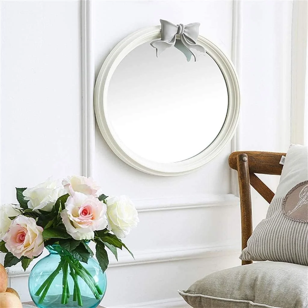 آینه دیواری بیضی مدرن SMLZV برای حمام، روشویی، آینه اتاق خواب، آینه آرایشی زنانه با پاپیون، هدیه تولد دخترانه