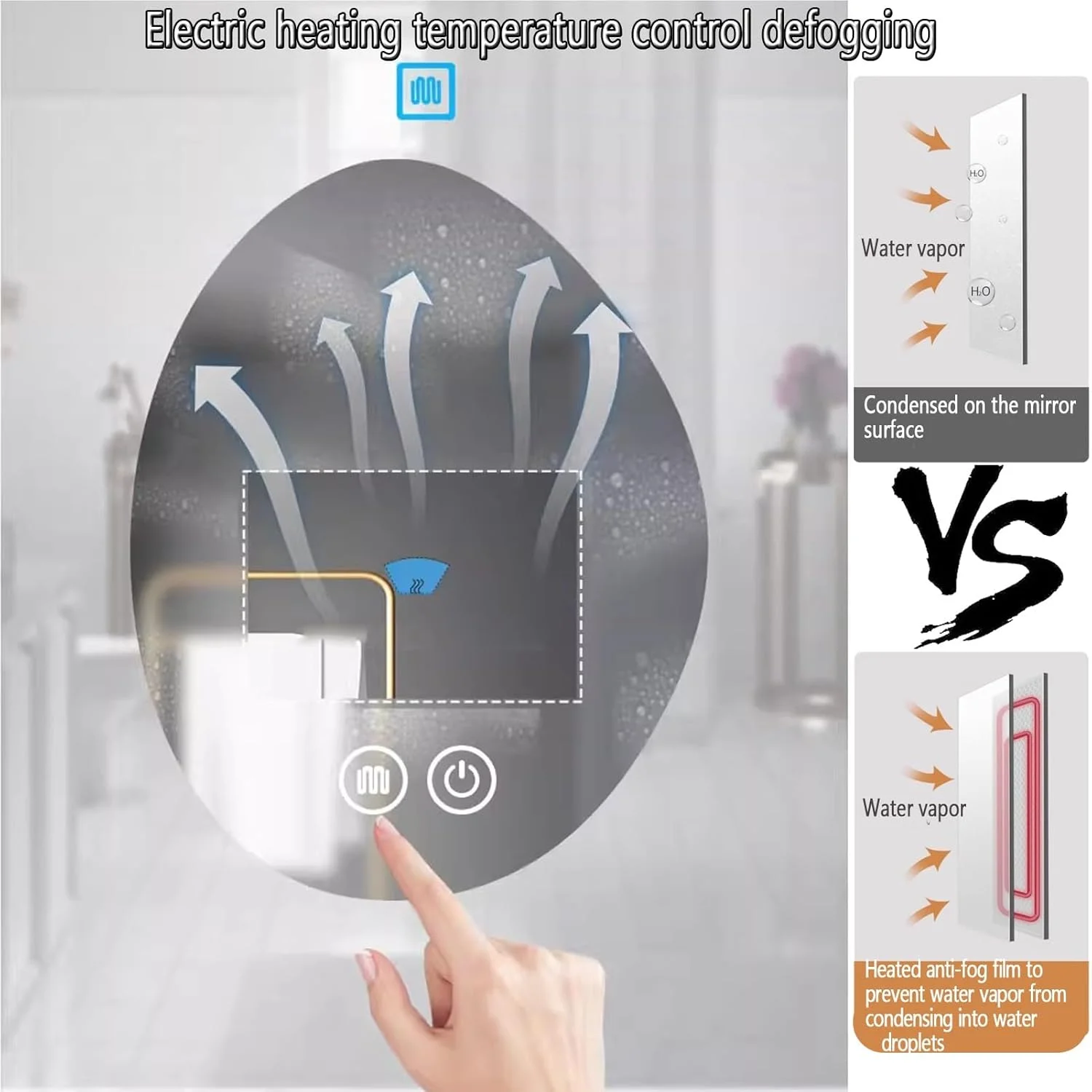 آینه نامنظم حمام Snaweo، آینه دیواری ضد انفجار با قابلیت تنظیم نور 3 رنگ، آینه روشویی ضد بخار حمام، آینه LED بدون قاب، HD، کنترل لمسی (رنگ: Section B، اندازه: 19.7x27.6 اینچ)