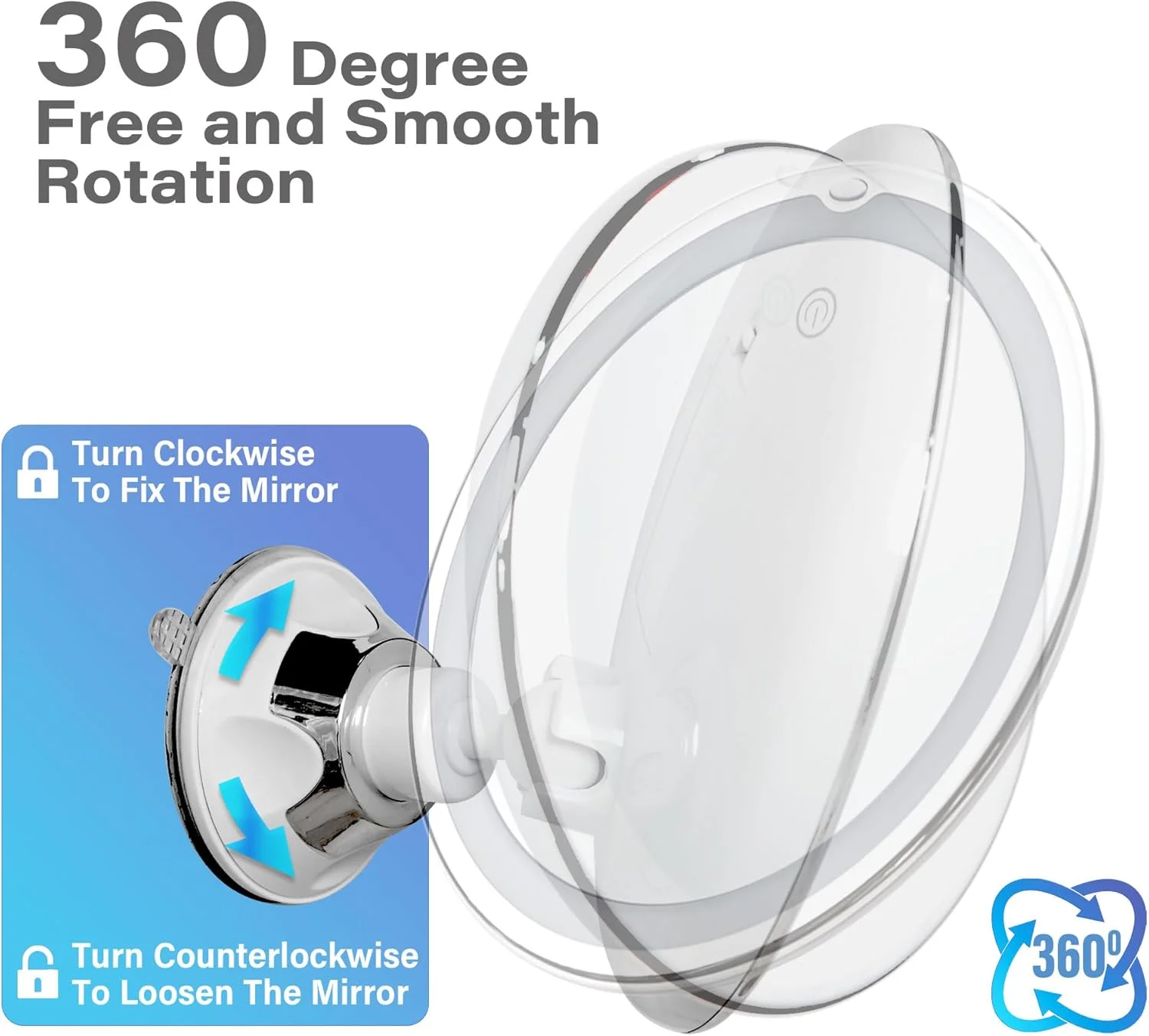 آینه آرایشی بزرگنمایی دار با نور SNOWFLAKES SNOWFLAKES مدل Summer Snow – آینه آرایشی 10 برابر با 3 حالت نور و مکنده – آینه حمام – نصب آسان و روان – مفصل گردان 360 درجه.