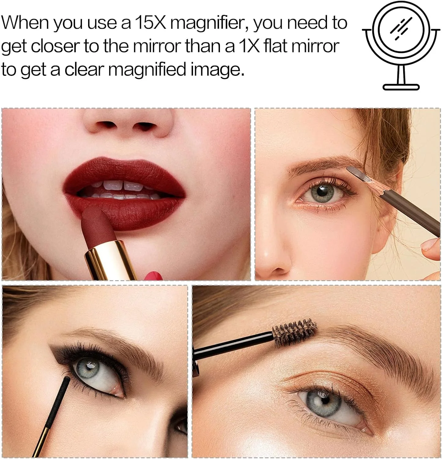 آینه آرایشی دو طرفه SNOWFLAKES با بزرگنمایی 1X / 15X به همراه پایه - آینه رومیزی 7 اینچی برای حمام یا اتاق خواب با چرخش 360 درجه آینه آرایشی دو طرفه SNOWFLAKES با بزرگنمایی 1X / 15X به همراه پایه - آینه رومیزی 7 اینچی برای حمام یا اتاق خواب با چرخش 360 درجه