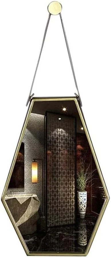 آینه های آویز هندسی SMLZV، آینه فلزی شش ضلعی از جنس آهن فرفورژه برای اتاق خواب، حمام و اتاق نشیمن
