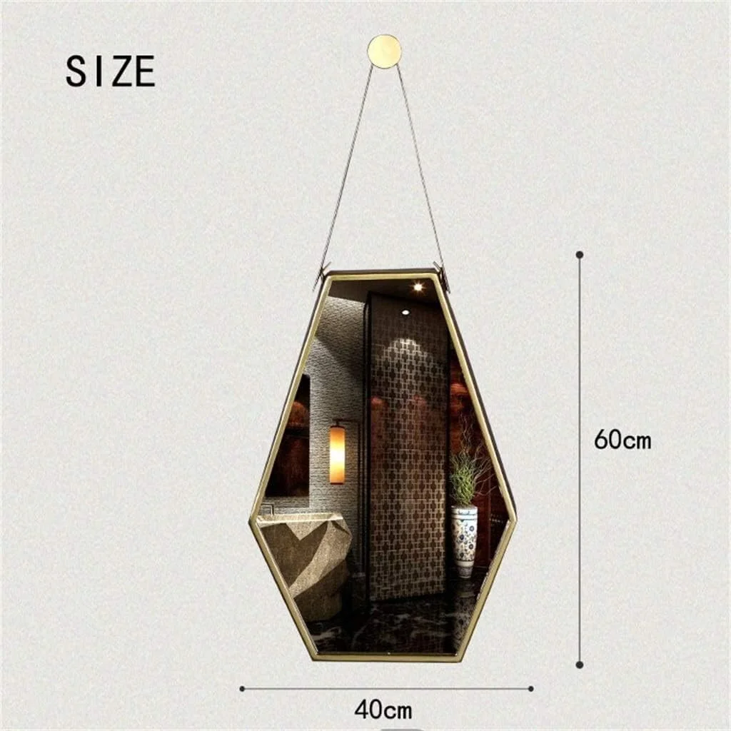 آینه های آویز هندسی SMLZV، آینه فلزی شش ضلعی از جنس آهن فرفورژه برای اتاق خواب، حمام و اتاق نشیمن