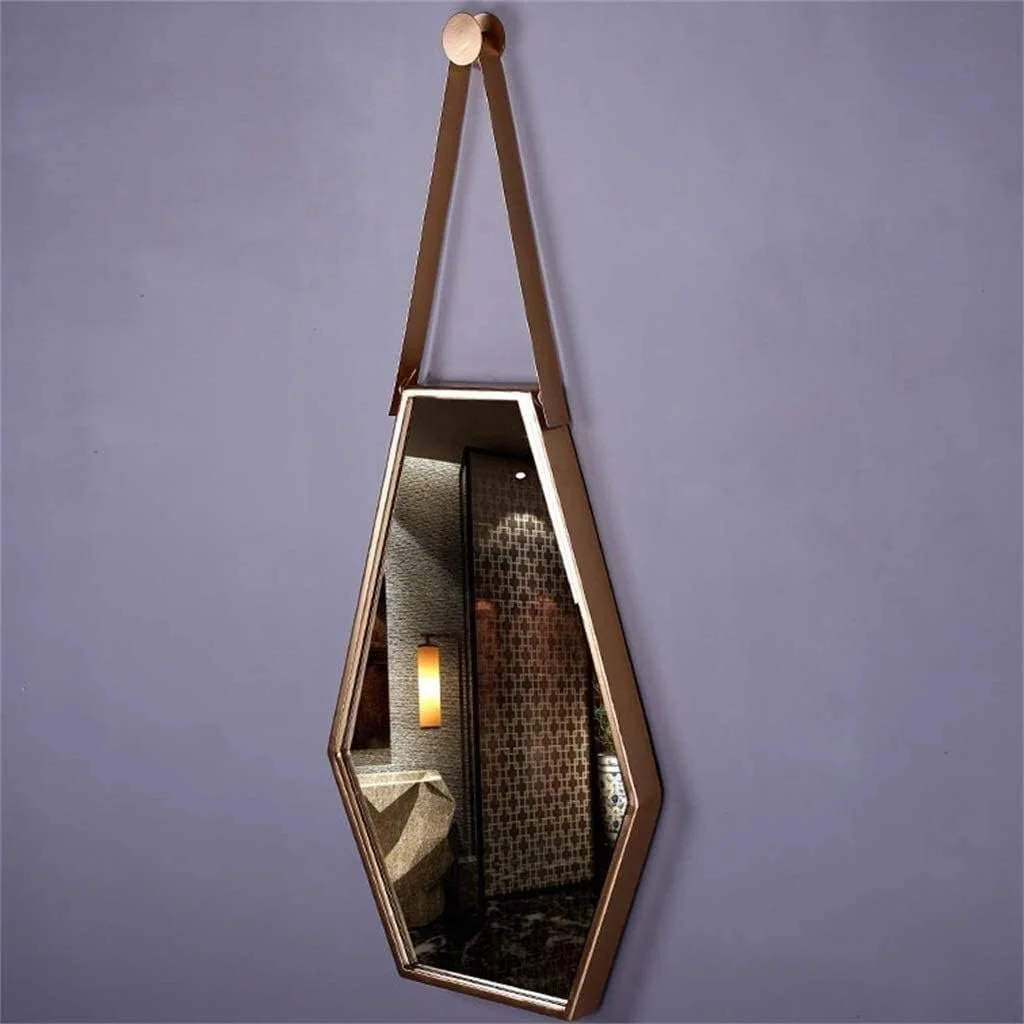 آینه های آویز هندسی SMLZV، آینه فلزی شش ضلعی از جنس آهن فرفورژه برای اتاق خواب، حمام و اتاق نشیمن