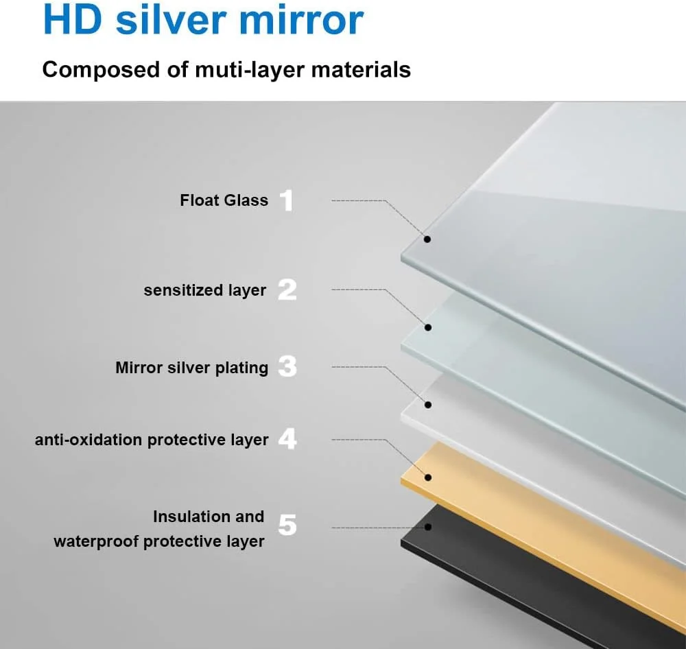 آینه حمام LED دار Skybathroom با ابعاد 800x600mm به همراه پد ضد بخار | نصب دیواری | ضد مه | دارای حسگر لمسی