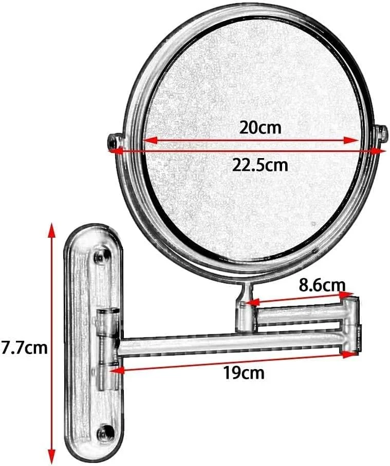 آینه آرایشی دو طرفه Skipdr Beauty با قابلیت بزرگنمایی، چرخش، بدون نیاز به سوراخکاری، انعطاف پذیر، مناسب حمام، جداشدنی، ضد بخار سریع، نصب دیواری، ضد زنگ با پایه بلند عتیقه